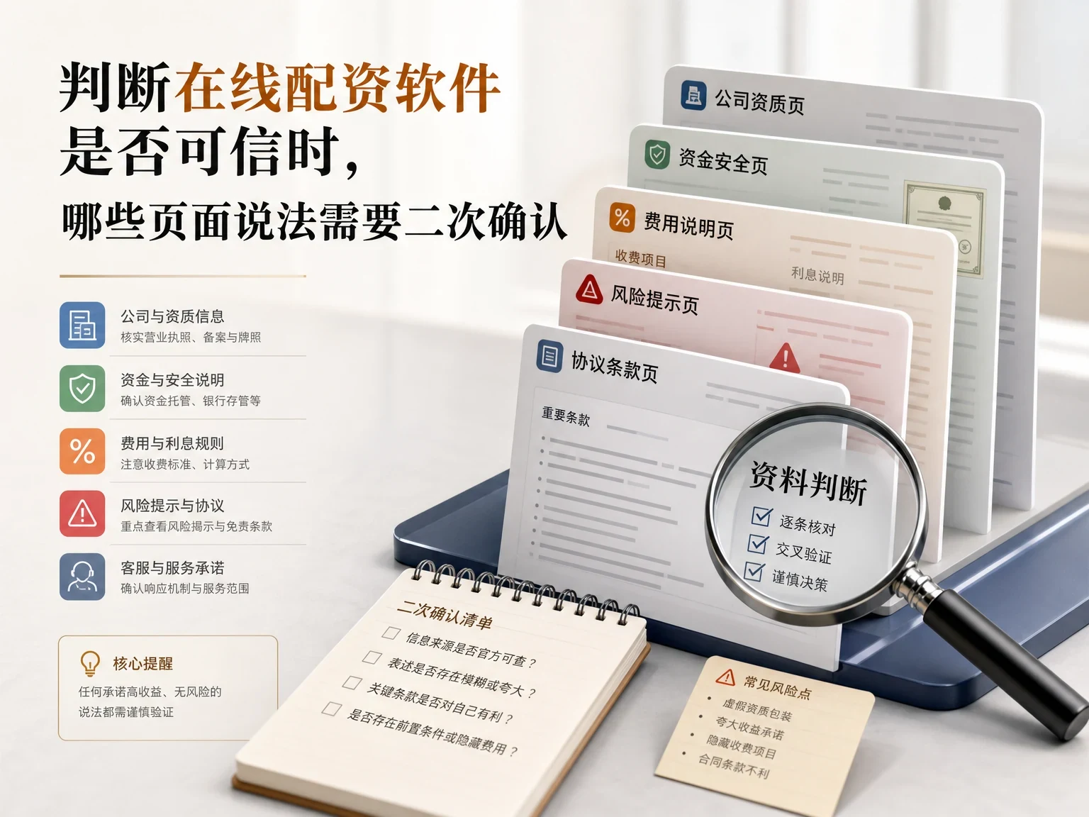 判断在线配资软件是否可信时，哪些页面说法需要二次确认 插图